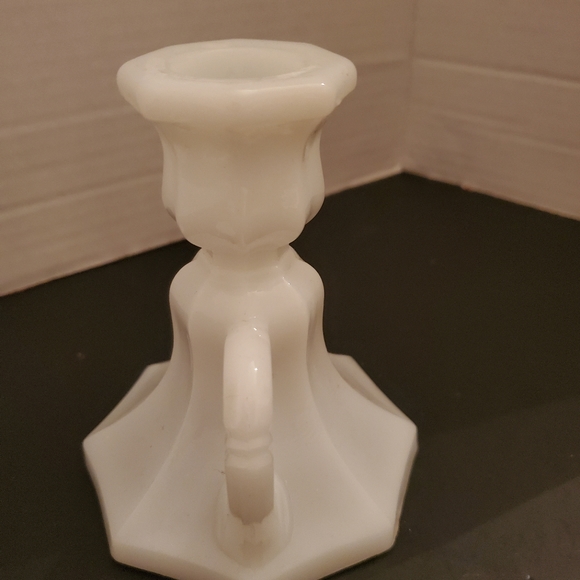 Vintage Milk Glass Candle Holders w/Handles - Picture 3 of 7